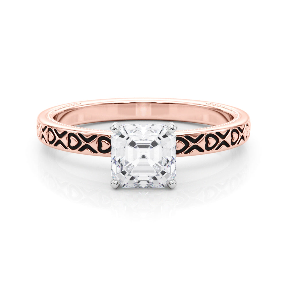 Couture Solitaire Round Diamond Engagement Ring in 10K/14K gold and platinum with certified lab-grown or natural diamonds
