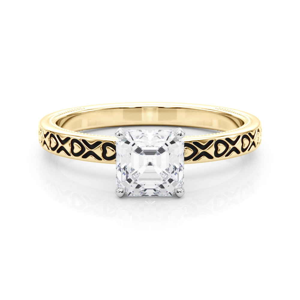 Couture Solitaire Round Diamond Engagement Ring in 10K/14K gold and platinum with certified lab-grown or natural diamonds
