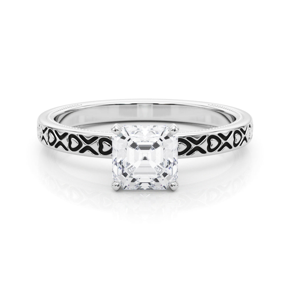 Couture Solitaire Round Diamond Engagement Ring in 10K/14K gold and platinum with certified lab-grown or natural diamonds