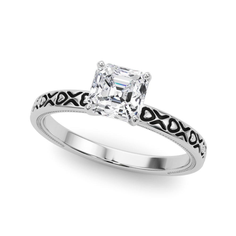 Couture Solitaire Round Diamond Engagement Ring in 10K/14K gold and platinum with certified lab-grown or natural diamonds