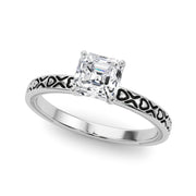 Couture Solitaire Round Diamond Engagement Ring in 10K/14K gold and platinum with certified lab-grown or natural diamonds