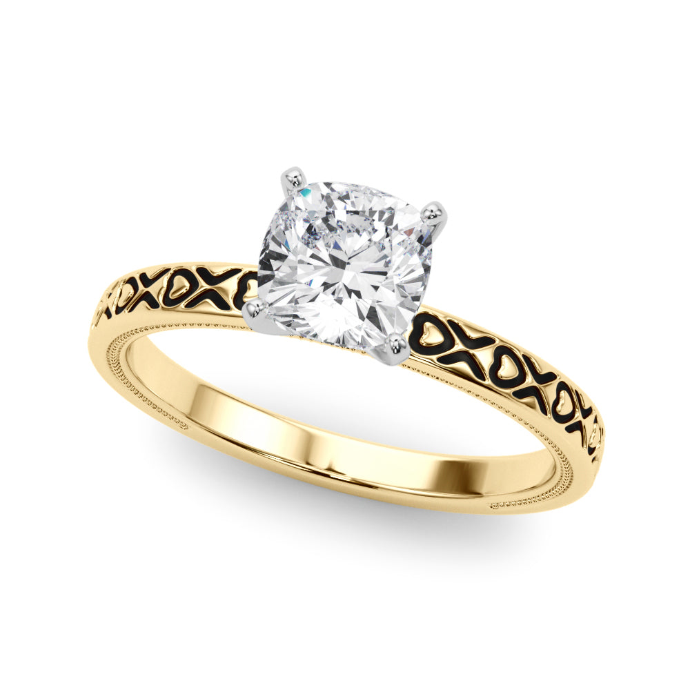 Couture Solitaire Round Diamond Engagement Ring in 10K/14K gold and platinum with certified lab-grown or natural diamonds