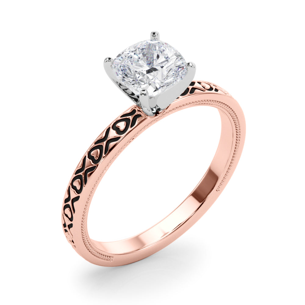 Couture Solitaire Round Diamond Engagement Ring in 10K/14K gold and platinum with certified lab-grown or natural diamonds