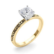 Couture Solitaire Round Diamond Engagement Ring in 10K/14K gold and platinum with certified lab-grown or natural diamonds