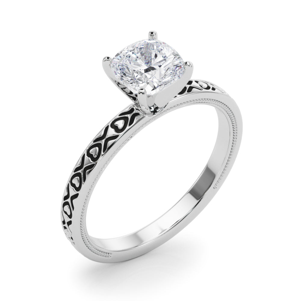 Couture Solitaire Round Diamond Engagement Ring in 10K/14K gold and platinum with certified lab-grown or natural diamonds