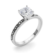 Couture Solitaire Round Diamond Engagement Ring in 10K/14K gold and platinum with certified lab-grown or natural diamonds