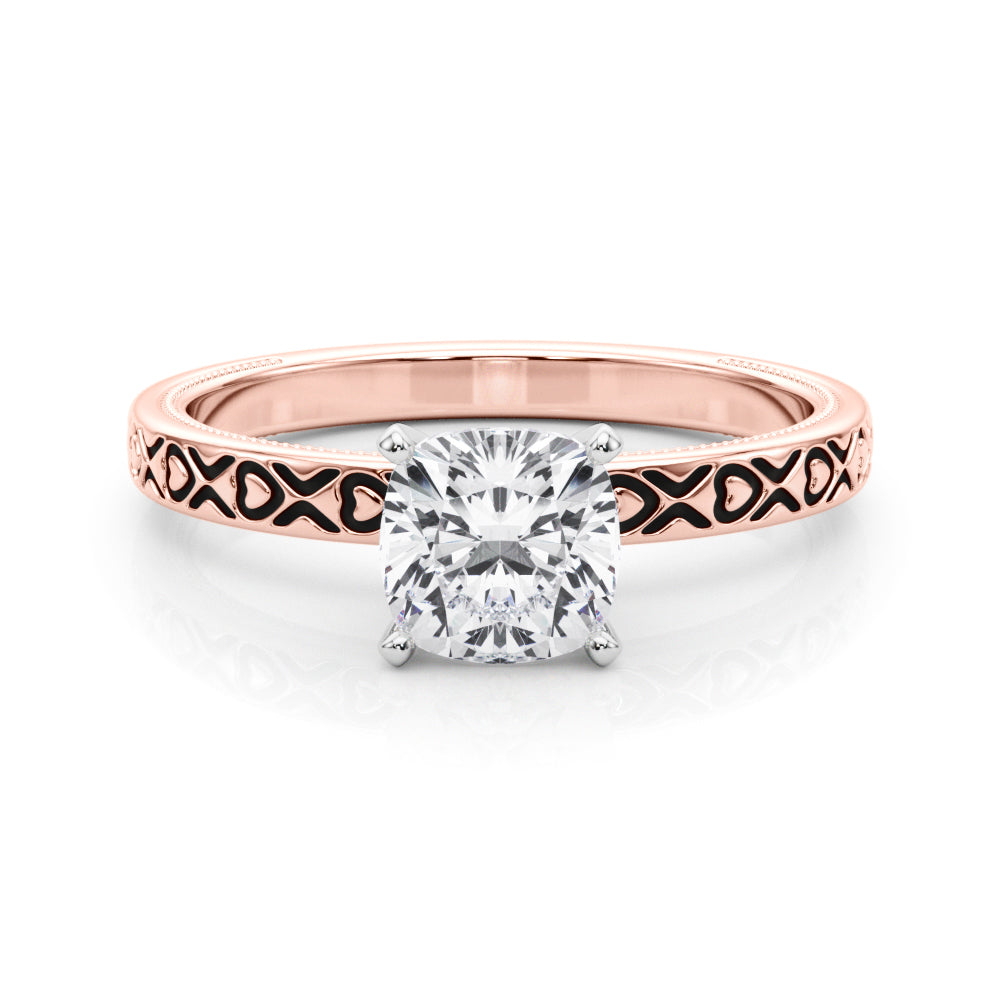 Couture Solitaire Round Diamond Engagement Ring in 10K/14K gold and platinum with certified lab-grown or natural diamonds