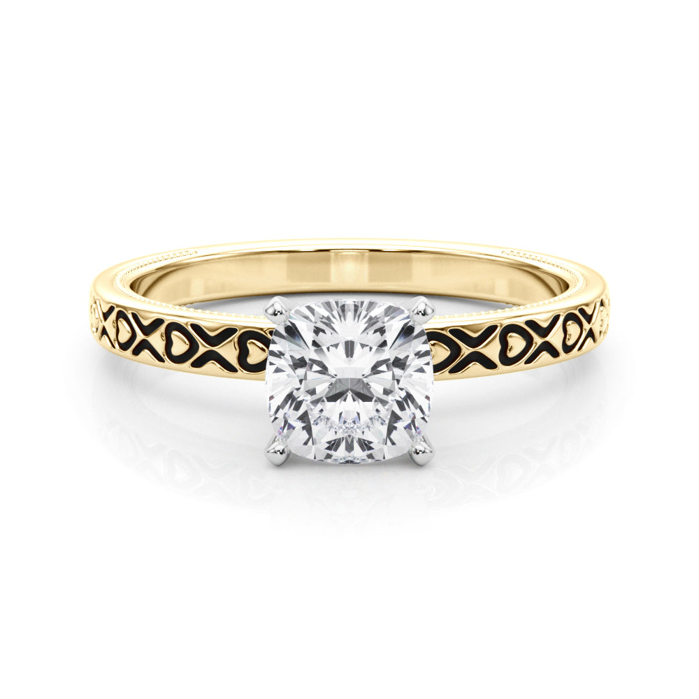 Couture Solitaire Round Diamond Engagement Ring in 10K/14K gold and platinum with certified lab-grown or natural diamonds