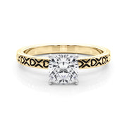Couture Solitaire Round Diamond Engagement Ring in 10K/14K gold and platinum with certified lab-grown or natural diamonds