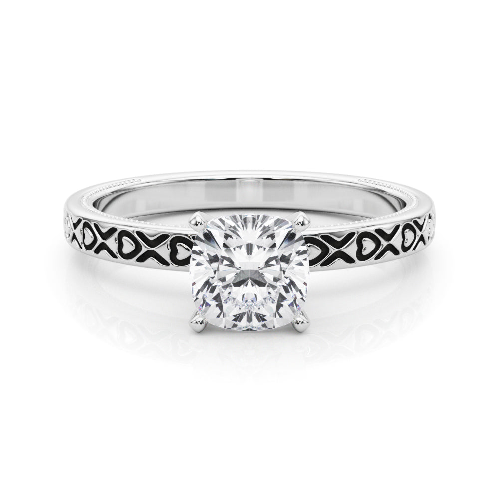 Couture Solitaire Round Diamond Engagement Ring in 10K/14K gold and platinum with certified lab-grown or natural diamonds