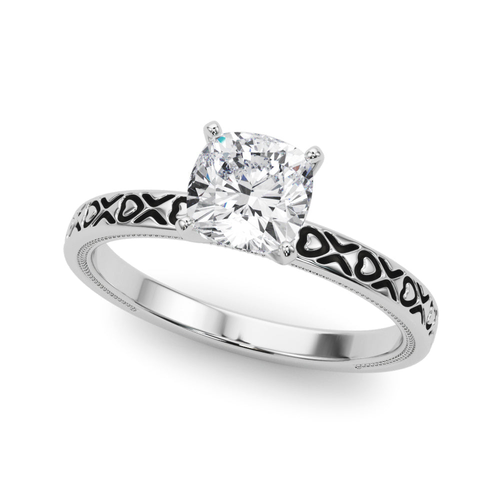 Couture Solitaire Round Diamond Engagement Ring in 10K/14K gold and platinum with certified lab-grown or natural diamonds