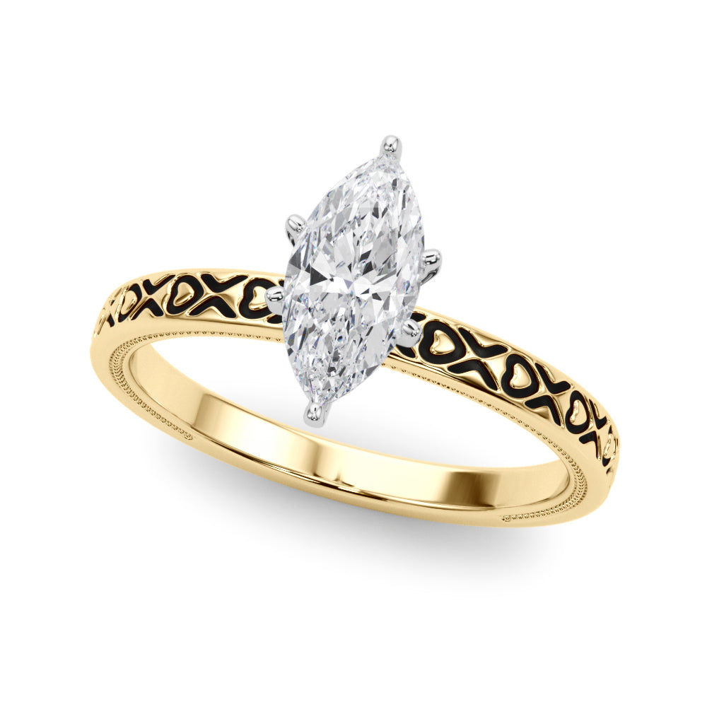 Couture Solitaire Round Diamond Engagement Ring in 10K/14K gold and platinum with certified lab-grown or natural diamonds