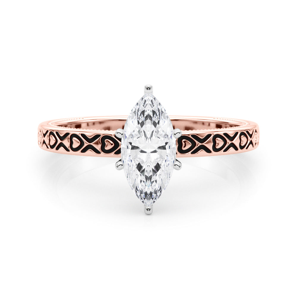 Couture Solitaire Round Diamond Engagement Ring in 10K/14K gold and platinum with certified lab-grown or natural diamonds