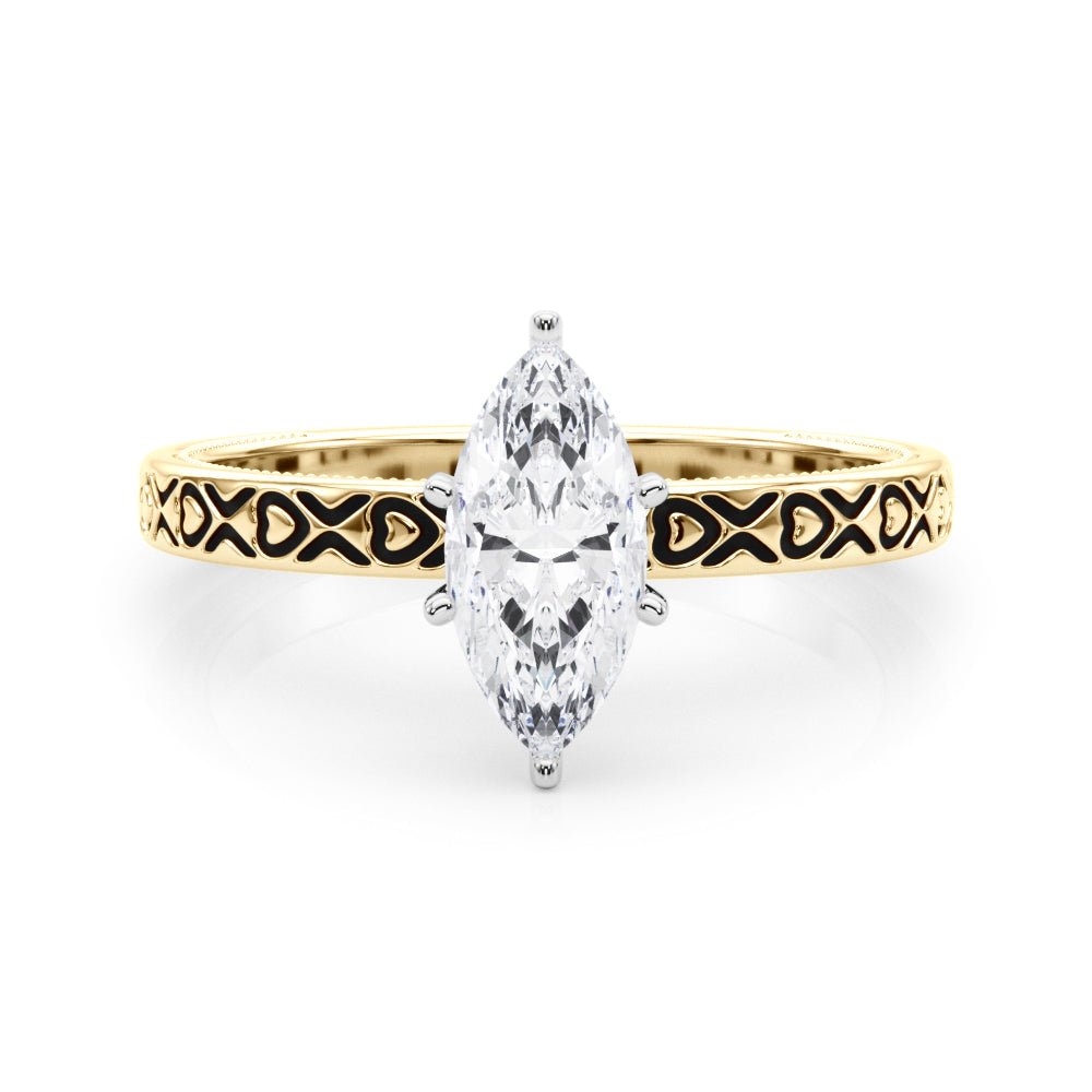 Couture Solitaire Round Diamond Engagement Ring in 10K/14K gold and platinum with certified lab-grown or natural diamonds