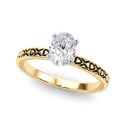 Couture Solitaire Round Diamond Engagement Ring in 10K/14K gold and platinum with certified lab-grown or natural diamonds