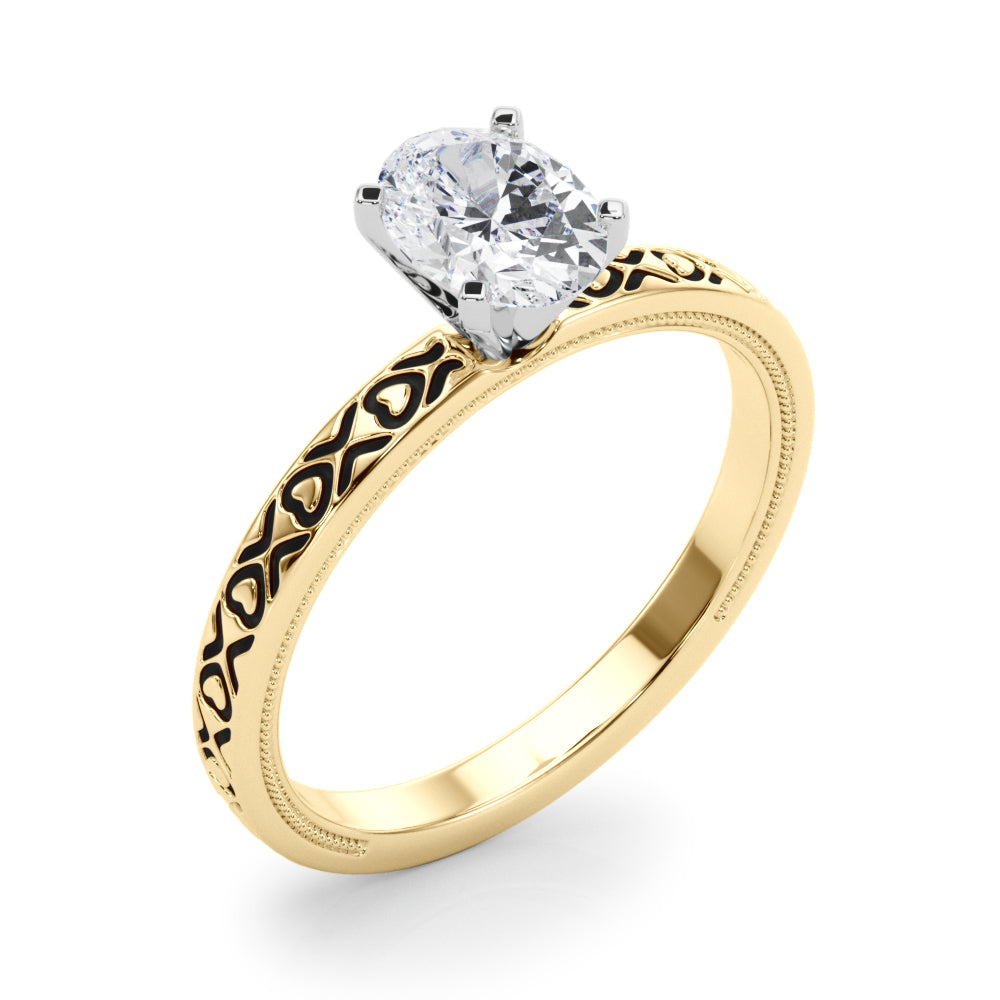 Couture Solitaire Round Diamond Engagement Ring in 10K/14K gold and platinum with certified lab-grown or natural diamonds