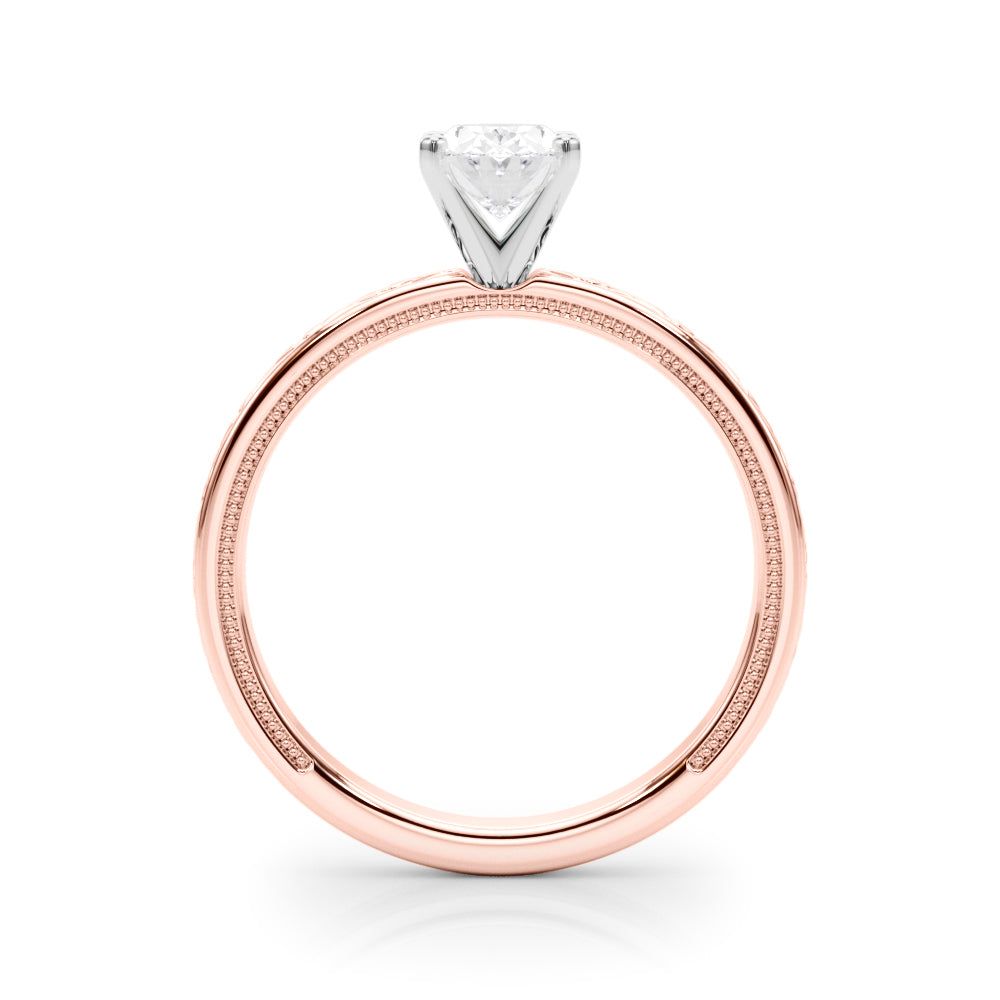 Couture Solitaire Round Diamond Engagement Ring in 10K/14K gold and platinum with certified lab-grown or natural diamonds