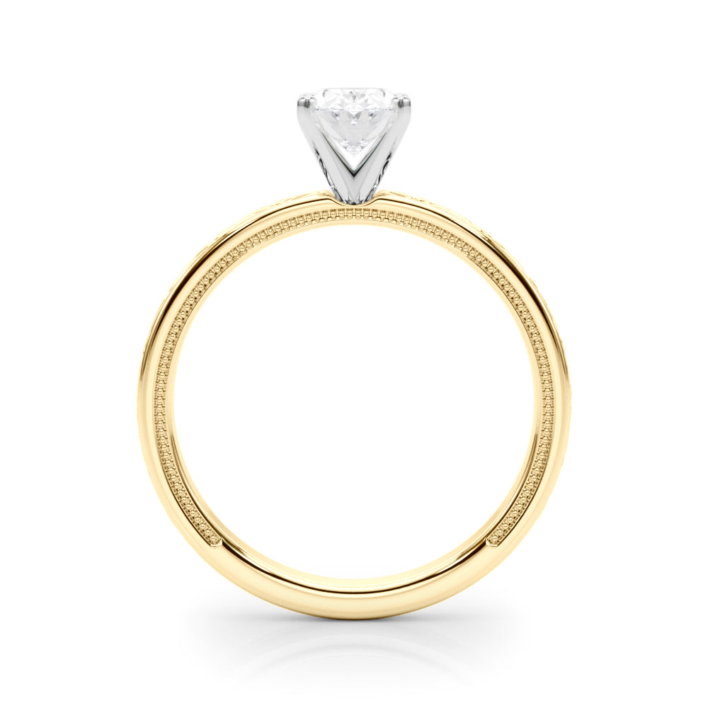 Couture Solitaire Round Diamond Engagement Ring in 10K/14K gold and platinum with certified lab-grown or natural diamonds