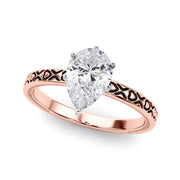 Couture Solitaire Round Diamond Engagement Ring in 10K/14K gold and platinum with certified lab-grown or natural diamonds