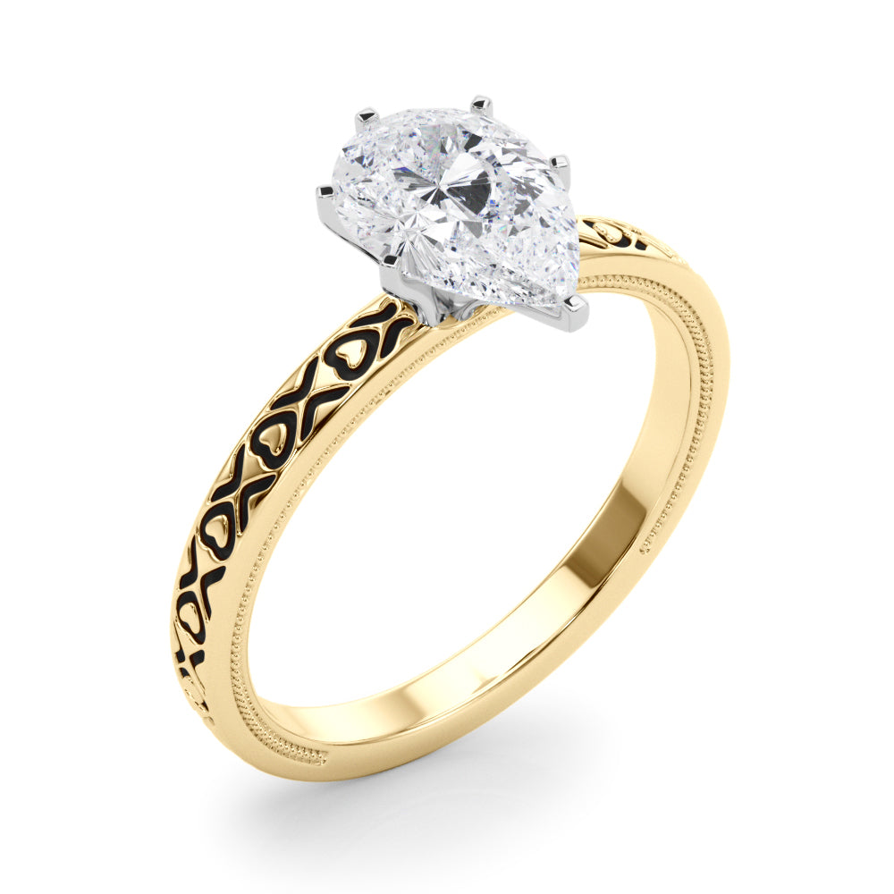 Couture Solitaire Round Diamond Engagement Ring in 10K/14K gold and platinum with certified lab-grown or natural diamonds