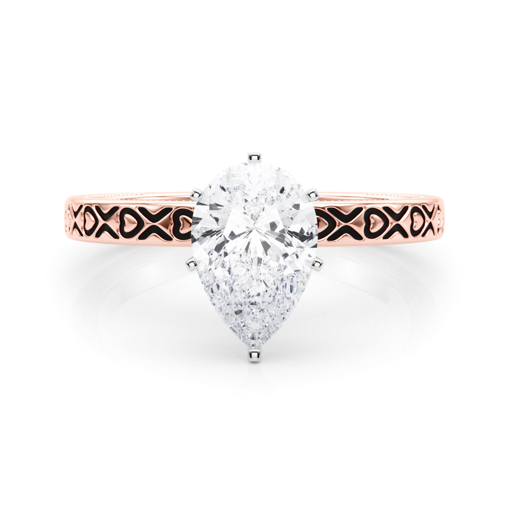 Couture Solitaire Round Diamond Engagement Ring in 10K/14K gold and platinum with certified lab-grown or natural diamonds