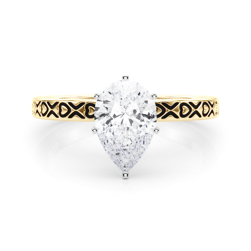 Couture Solitaire Round Diamond Engagement Ring in 10K/14K gold and platinum with certified lab-grown or natural diamonds
