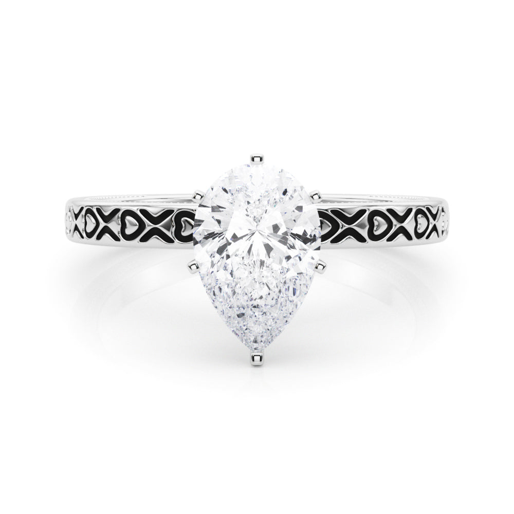 Couture Solitaire Round Diamond Engagement Ring in 10K/14K gold and platinum with certified lab-grown or natural diamonds