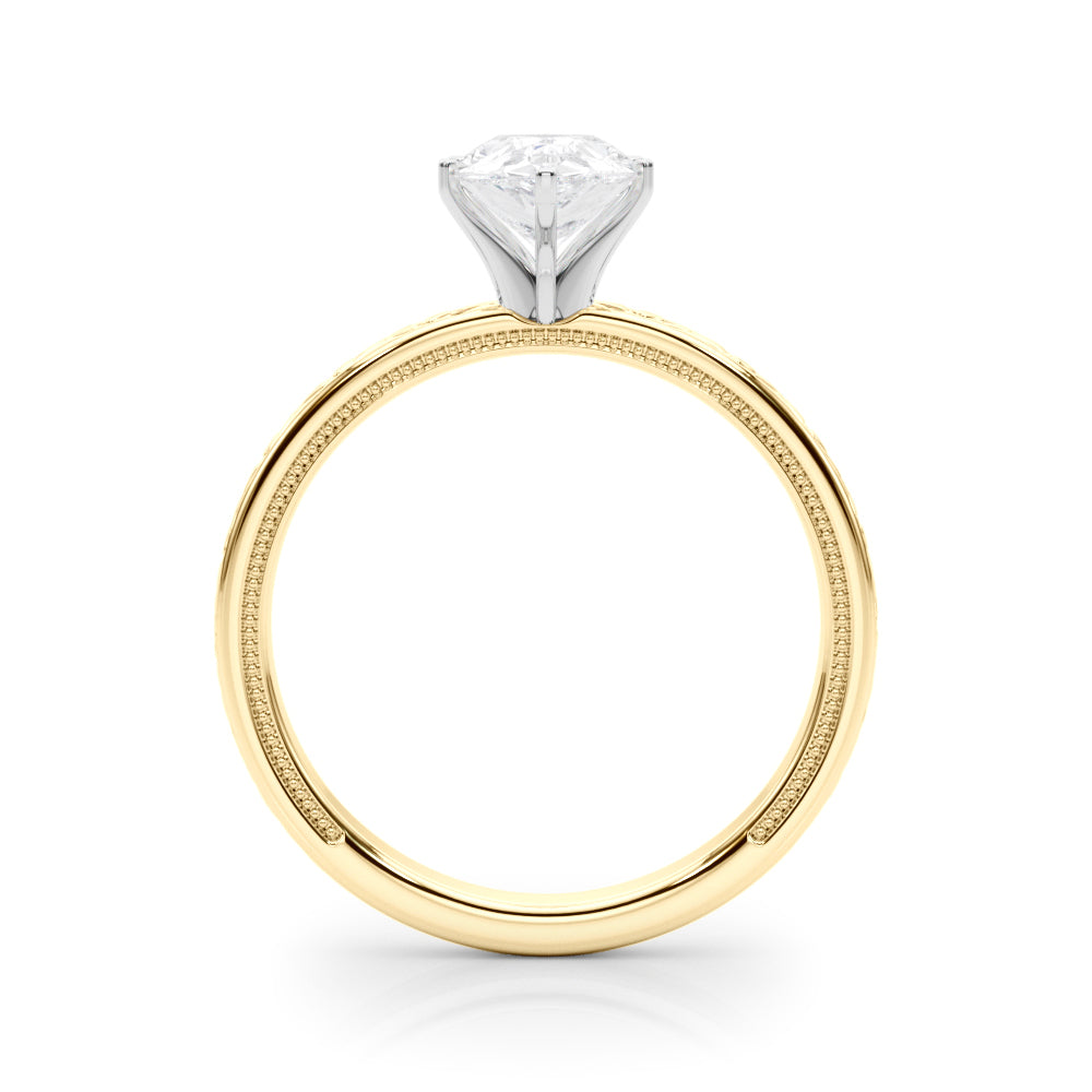 Couture Solitaire Round Diamond Engagement Ring in 10K/14K gold and platinum with certified lab-grown or natural diamonds