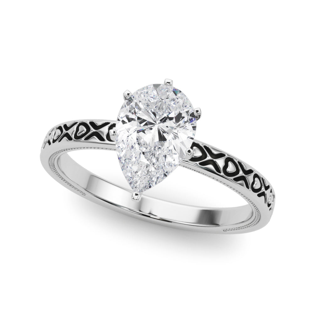 Couture Solitaire Round Diamond Engagement Ring in 10K/14K gold and platinum with certified lab-grown or natural diamonds