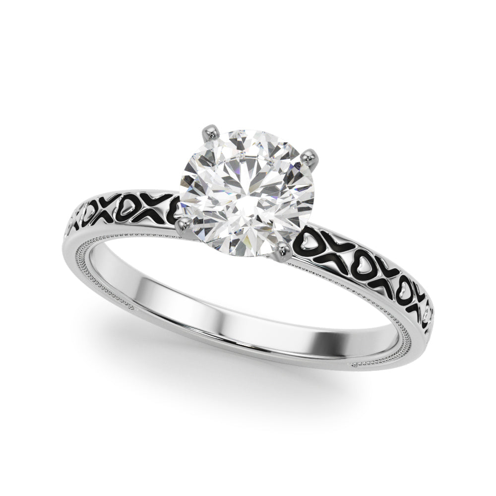 Couture Solitaire Round Diamond Engagement Ring in 10K/14K gold and platinum with certified lab-grown or natural diamonds