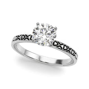 Couture Solitaire Round Diamond Engagement Ring in 10K/14K gold and platinum with certified lab-grown or natural diamonds
