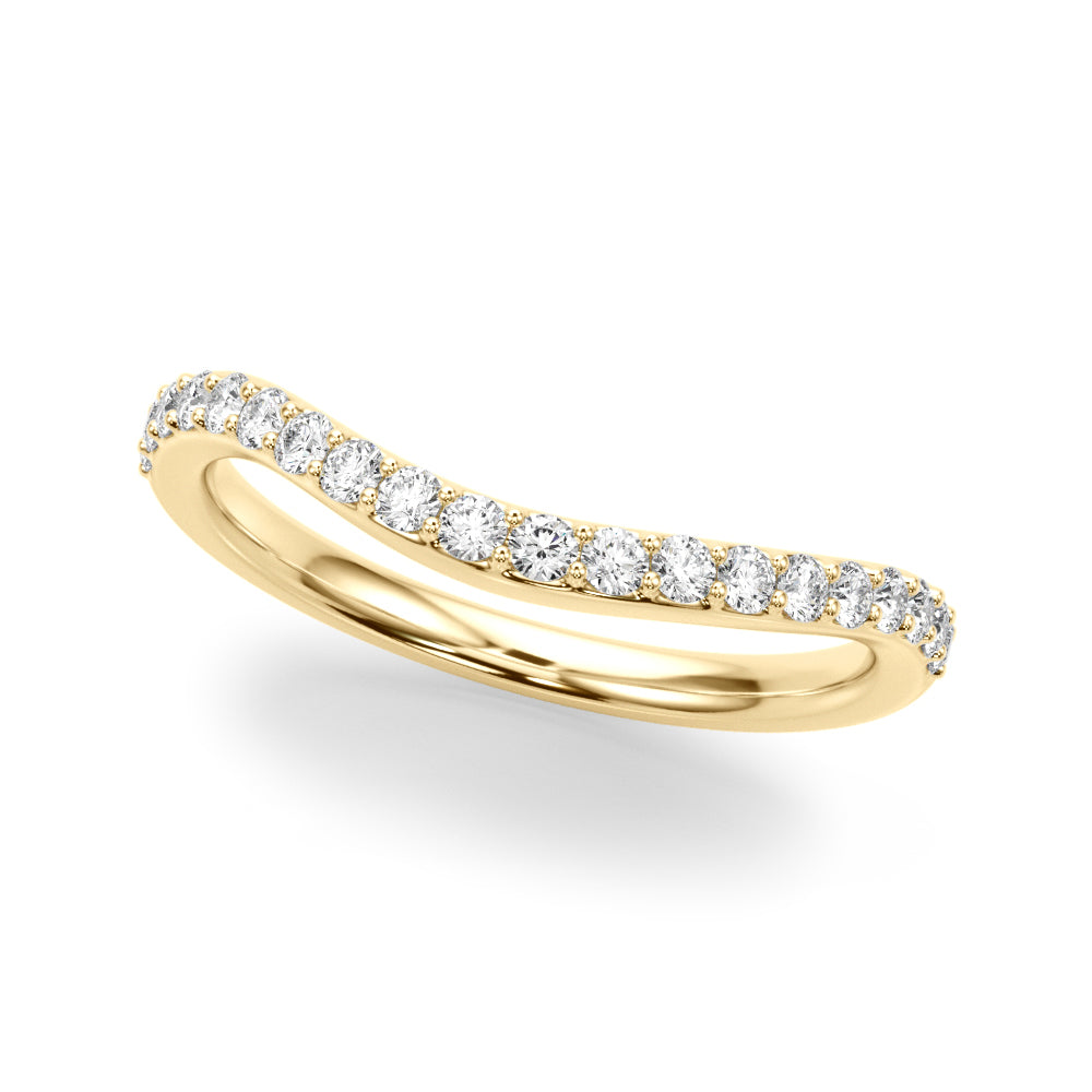 Single Row Prong Curved Half Eternity Ring in 10K/14K gold and platinum with certified lab-grown or natural diamonds
