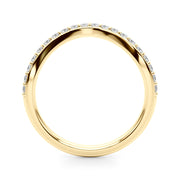 Single Row Prong Curved Half Eternity Ring in Gold & Platinum