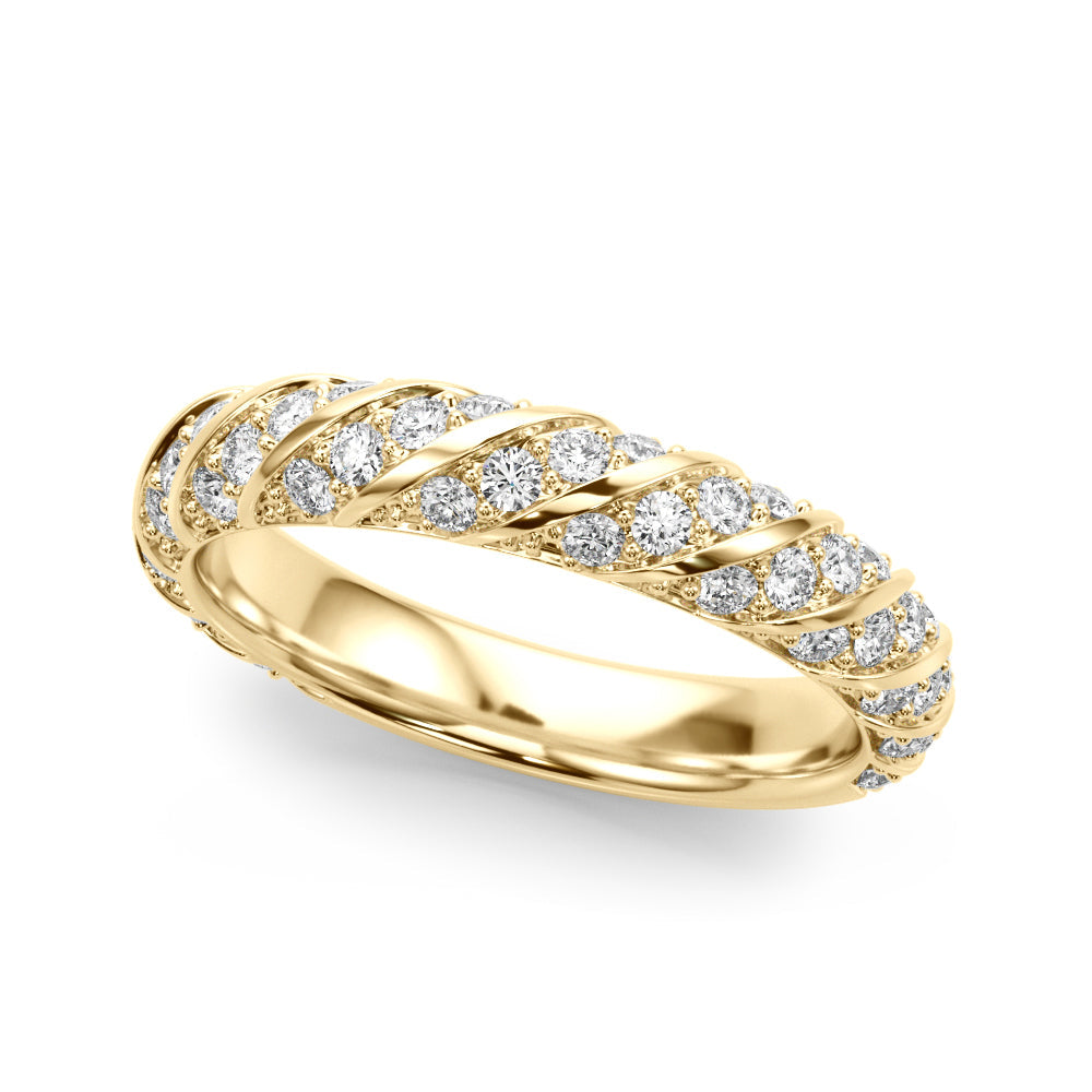 Swirling Pavé Half Eternity Ring in 10K/14K gold and platinum with certified lab-grown or natural diamonds