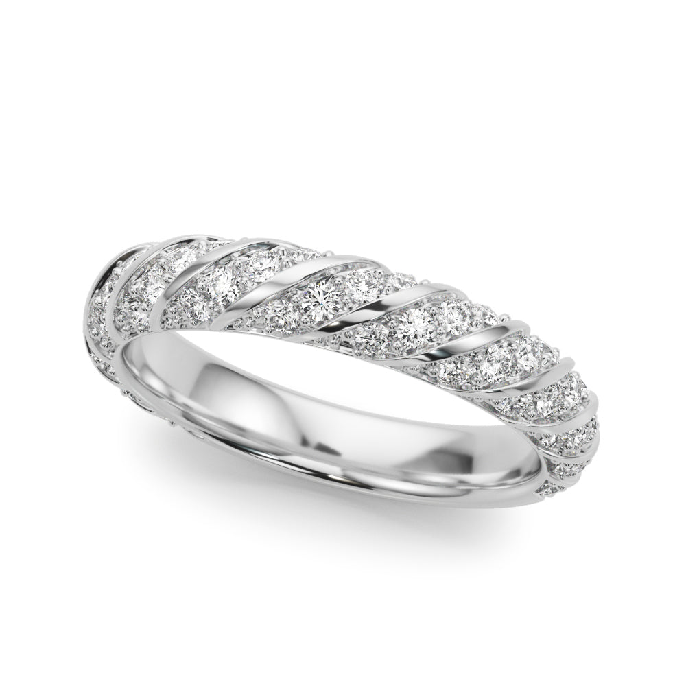 Swirling PavÃ£Â© Half Eternity Ring in Gold & Platinum