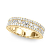 Multirow Pavé U-Prong Baguette Half Eternity Ring in 10K/14K gold and platinum with certified lab-grown or natural diamonds