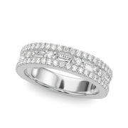 Multirow PavÃ£Â© U-Prong Baguette Half Eternity Ring in Gold & Platinum