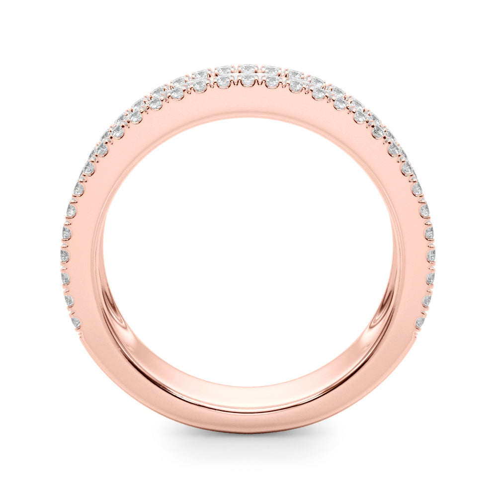 Multirow PavÃ£Â© U-Prong Baguette Half Eternity Ring in Gold & Platinum