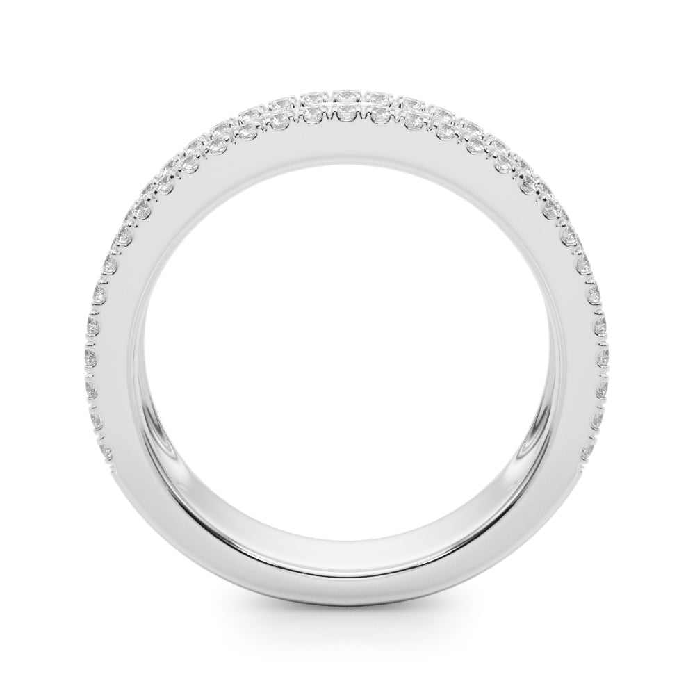 Multirow PavÃ£Â© U-Prong Baguette Half Eternity Ring in Gold & Platinum