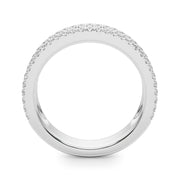 Multirow PavÃ£Â© U-Prong Baguette Half Eternity Ring in Gold & Platinum