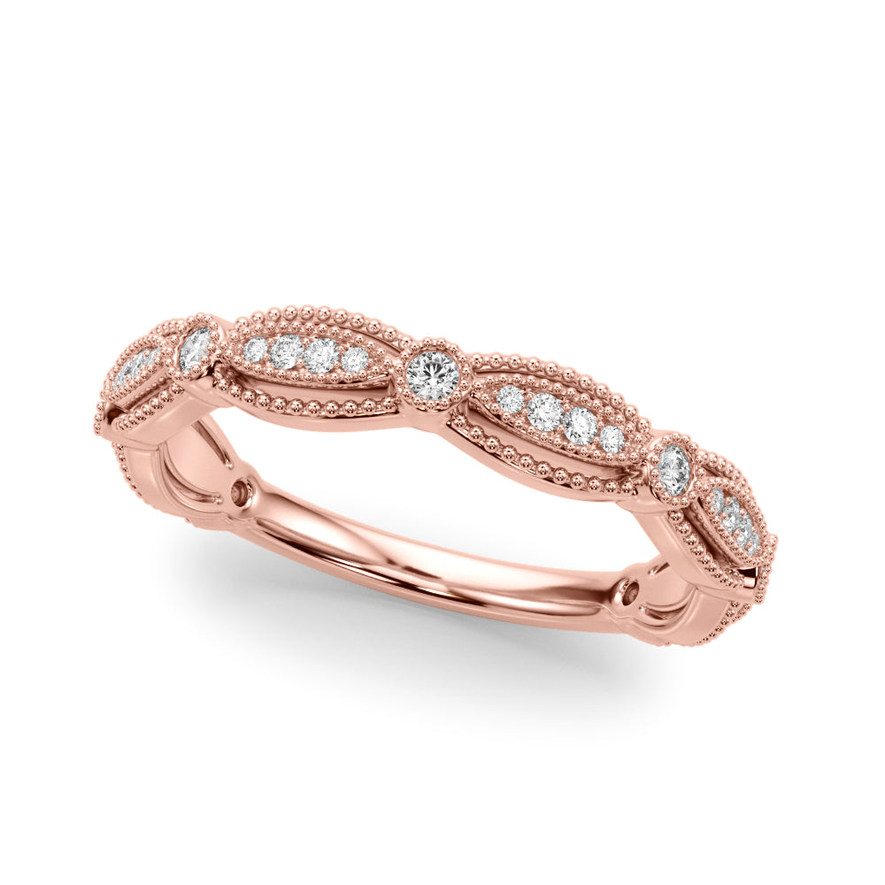 Vintage-Inspired Milgrain Half Eternity Ring in Gold & Platinum