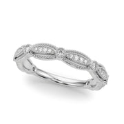 Vintage-Inspired Milgrain Half Eternity Ring in Gold & Platinum