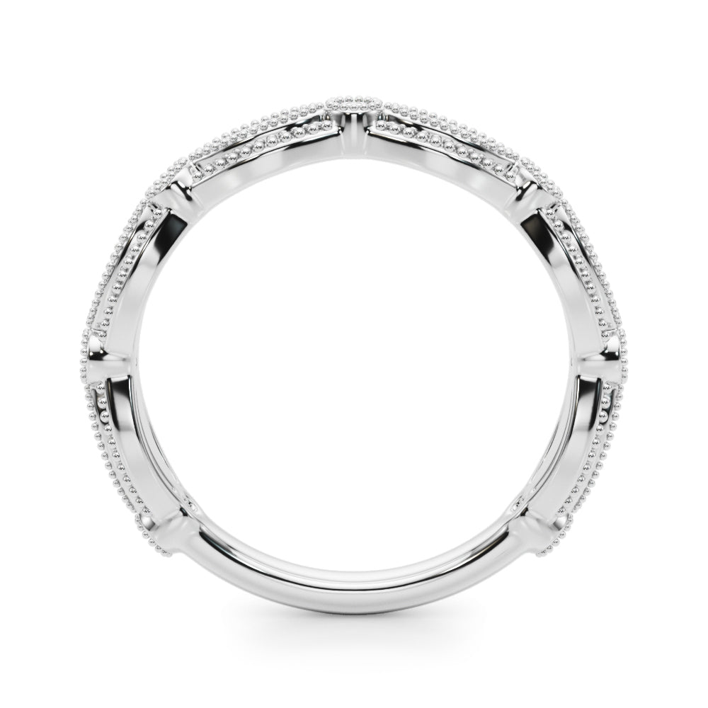 Vintage-Inspired Milgrain Half Eternity Ring in Gold & Platinum