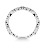 Vintage-Inspired Milgrain Half Eternity Ring in Gold & Platinum