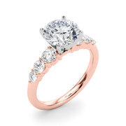 Sculpted Rd Center Single Row Round Diamond Engagement Ring in 10K/14K gold and platinum with certified lab-grown or natural diamonds