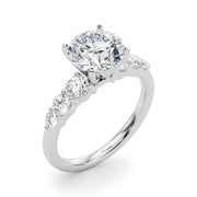 Sculpted Rd Center Single Row Round Diamond Engagement Ring in 10K/14K gold and platinum with certified lab-grown or natural diamonds