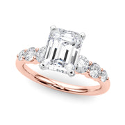 Sculpted Rd Center Single Row Round Diamond Engagement Ring in 10K/14K gold and platinum with certified lab-grown or natural diamonds