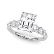 Sculpted Rd Center Single Row Round Diamond Engagement Ring in 10K/14K gold and platinum with certified lab-grown or natural diamonds