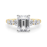 Sculpted Rd Center Single Row Round Diamond Engagement Ring in 10K/14K gold and platinum with certified lab-grown or natural diamonds