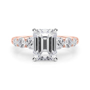 Sculpted Rd Center Single Row Round Diamond Engagement Ring in 10K/14K gold and platinum with certified lab-grown or natural diamonds